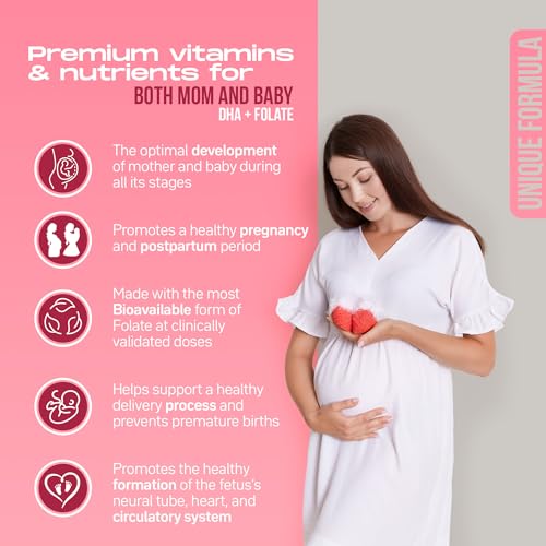 YOU'RE NATURAL Prenatal and Postnatal Vitamins for Women with Folate, DHA, Probiotics, Iron, Myo Inositol, Biotin, D3, B12 to Support Fetal Development, Pregnancy Must Have. 30 Day Supply