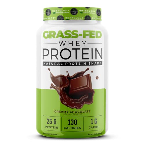 Nutrology Grass-Fed Whey Protein – Non-GMO - Cold Processed & Gluten Free – Lean Muscle, Weight Management, Recovery, Boost Performance – Nothing Artificial – Creamy Chocolate (28 Servings)