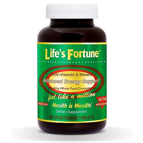 Life's Fortune Multivitamin & Mineral 180 Tablets, All Natural Energy Source Supplying Whole Food Concentrates, Antioxidants, Amino Acids, Enzymes, Trace Minerals & More