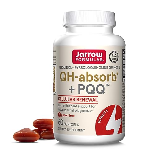 Jarrow Formulas QH-absorb + PQQ - 100 mg Ubiquinol - Up to 60 Servings (Softgels) - Cellular Renewal & Antioxidant Support for Mitochondrial Biogenesis - Dietary Supplement - Gluten Free