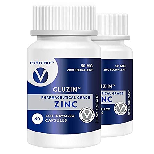 Gluzin 50MG Pharmaceutical Grade Zinc Frontline Defense Vegan Friendly – 2 Bottles (120 Vegetarian Capsules)