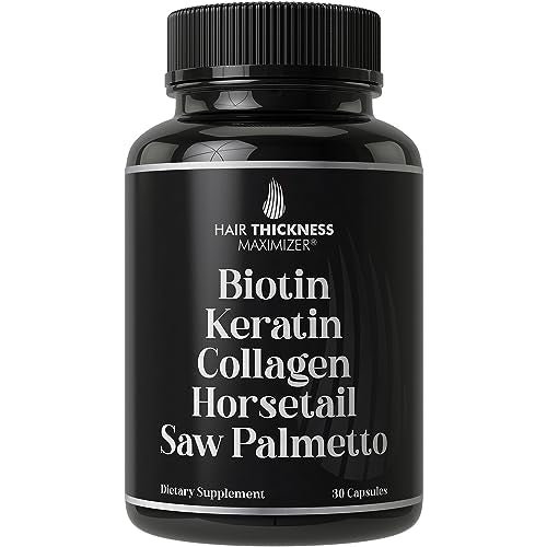 Biotin + Keratin + Collagen + Horsetail + Saw Palmetto. Advanced 5-in-1 Hair Growth Supplement for Women and Men. Hair Vitamins, DHT Blocker Pills. Capsules for Thinning Hair with Biotin 5000mcg