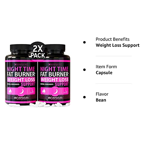 (2 Pack) Night Time Weight Loss Pills for Women Belly Fat Burner for Women - Diet Pills That Work Fast For Women - Diet Pills for Women - Carb Blocker Appetite Suppressant Supplement - Made in USA