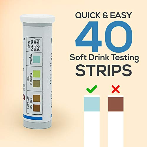 QYHMZR Detects Non-Diet Soft Drinks Before Accidental Consumption - A Must Have for Diabetics and The Keto Lifestyle - 40 Strips Per Box