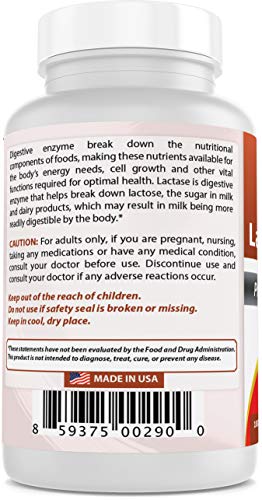 Best Naturals Fast Acting Lactase Enzyme Tablet, 3000 Fcc Alu, 180 Count (859375002900)