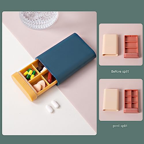 4pcs Travel Pill Organizer with 6 Compartments Moisture Proof Small Pill Box for Pocket Purse Daily Pill Case Portable Pill Container Vitamin Fish Supplement