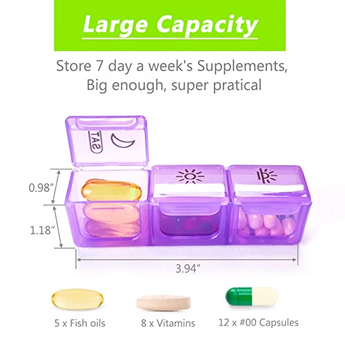 Remtise Weekly Pill Organizer, 7 Day Pill Box (3-Times-A-Day) Portable for Travel with Moisture-Proof Design Pill case to Pills/Vitamin/Fish Oil/Supplements