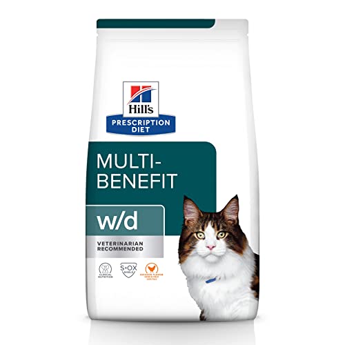 Hill's Prescription Diet w/d Multi-Benefit Digestive/Weight/Glucose/Urinary Management Chicken Flavor Dry Cat Food, Veterinary Diet, 17.6 lb. Bag