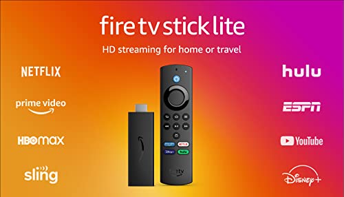 Amazon Fire TV Stick Lite, free and live TV, Alexa Voice Remote Lite, smart home controls, HD streaming