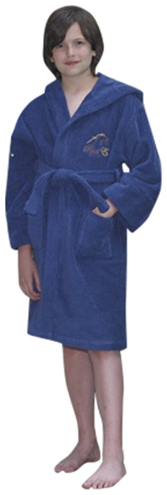 Raul E New York Boys' Hooded Terry Robe Navy Blue