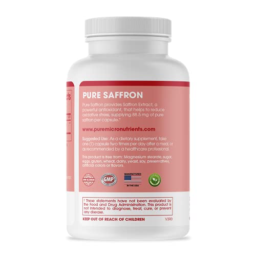 Saffron Supplements - 100% Pure Saffron Extract Capsules - Boost Energy & Mood, Support Eye & Heart Health