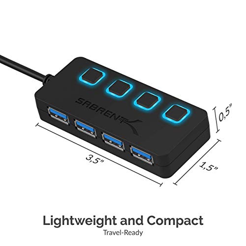 SABRENT 4 Port USB 3.0 Hub with Individual LED Power Switches (HB-UM43)