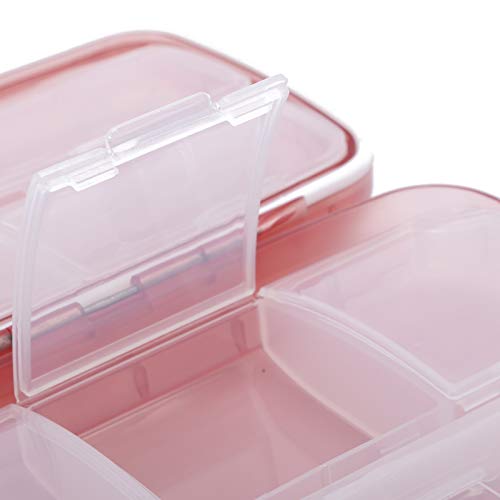 Pill Organizer, 8 Compartments Weekly Travel Portable Pill Box Small Detachable Compact Pill Container Pill Case for Pocket Purse Daily Medicine Vitamin Holder (Pink)