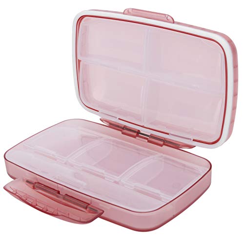 Pill Organizer, 8 Compartments Weekly Travel Portable Pill Box Small Detachable Compact Pill Container Pill Case for Pocket Purse Daily Medicine Vitamin Holder (Pink)