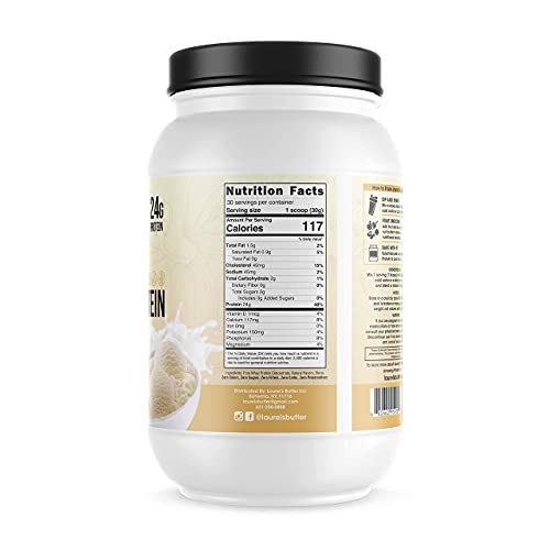 Laurel's Organic Vanilla Whey Protein Powder for Shakes, Smoothies, & Baking – Low Sugar Protein Powder – Non GMO & Gluten Free – 30 Servings (2 lbs.)