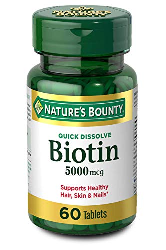 Nature's Bounty Biotin, Vitamin Supplement, Supports Metabolism for Cellular Energy and Healthy Hair, Skin, and Nails, 5000 mcg, 60 Quick Dissolve