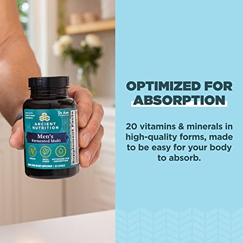 Multivitamin for Men by Ancient Nutrition, Men's Fermented Multivitamin with Vitamin A, C, D, E, K, Zinc & More, Immune Support, Vegan, Paleo and Keto Friendly, 60 Ct