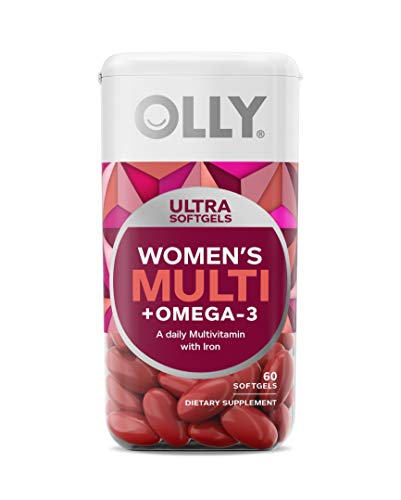 OLLY Ultra Women's Multi Softgels, Overall Health and Immune Support, Omega-3s, Iron, Vitamins A, D, C, E, B12, Daily Multivitamin, 30 Day Supply - 60 Count