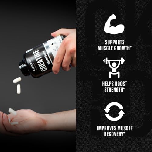 Jacked Factory Creatine Monohydrate Capsules - Creatine Supplement for Muscle Growth, Increased Strength, Enhanced Energy Output and Improved Athletic Performance - 150 Capsules