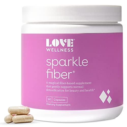 Love Wellness Sparkle Fiber Supplement for Gut Health, 90 Capsules - Beauty Fiber Pills for Sparkling Skin, Bloating Relief & Weight Management - Psyllium Husk Powder Fiber & Digestive Enzymes