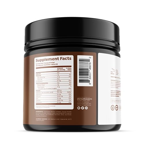 HTLT Collagen+ Chocolate Milkshake Powder for Skin, Hair, Nails, Joints & Immune Support | Dietary Supplement | 25 Servings