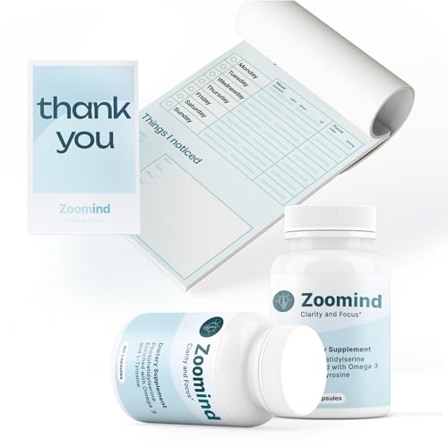 Zoomind Dietary Supplement. Promotes Clarity and Focus. Rich in Omega-3, Phosphatidylserine (PS), and L-Tyrosine. Supports Healthy Brain Function, 60 Capsules