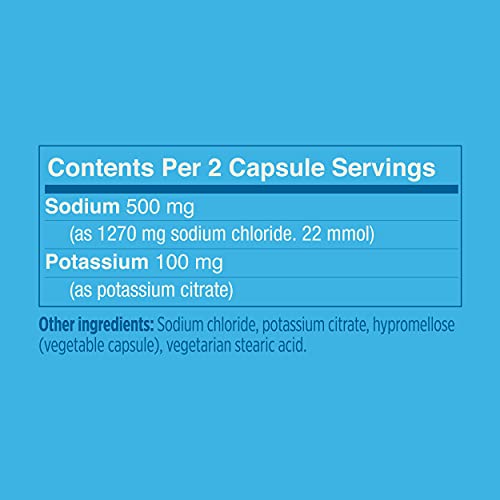 Vitassium Capsules - Salt Tablets for POTS Syndrome Support (500mg Sodium & 100mg Potassium) - Non-GMO, Unsweetened Electrolytes, Vegan, Preservative & Allergen Free - 100 Electrolyte Pills