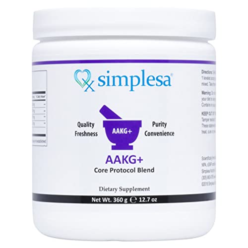 SIMPLESA NUTRITION – AAKG+ Core Powder, Arginine to Alpha Ketoglutarate 1:1 ratio, Increases Energy, Reduces Muscle Fatigue, Plus Ubiquinol (CoQ10), GABA (Gamma Aminobutyric Acid) and Niacin (Non-Flush), 360 gr.