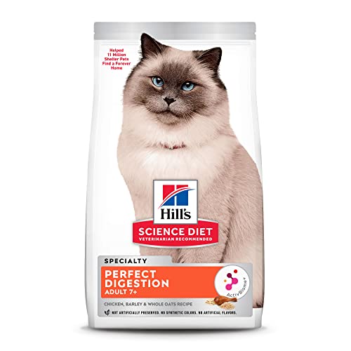 Hill's Science Diet Senior Adult 7+ Dry Cat Food, Perfect Digestion, Chicken Recipe, 6 lb. Bag