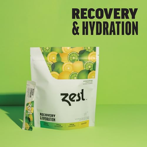 Zest Hydration Electrolyte Powder - Lemon Lime - Mix w/Water - 14 Travel Packets - Low Sugar Supplement - Recovery & Dehydration Drink - IV Pillars of Liquid Rehydration incl Salt & Potassium