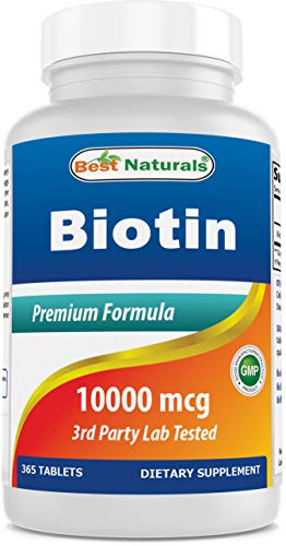 Best Naturals Biotin (Also Called Vitamin B7), 10,000 mcg 365 Tablets (365 Count (Pack of 1))