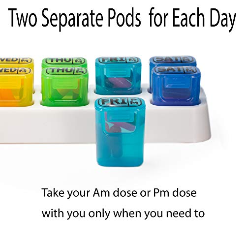 GMS 7 Day AM/PM Pill Reminder - Weekly Pill Organizer 7 Days 2 Times a Day - Pop Out Pill Pods for Medication Management (Rainbow)