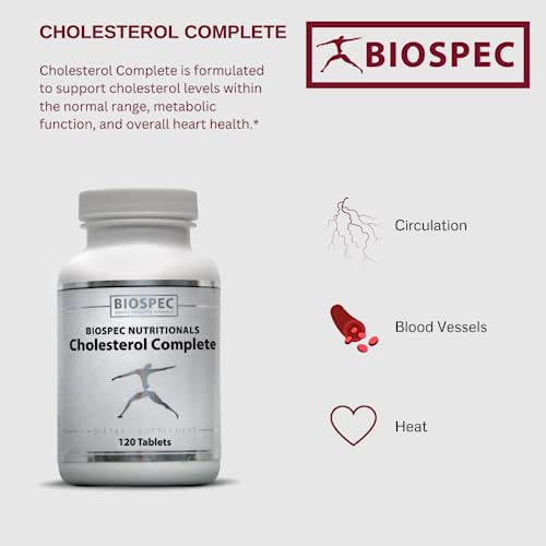 Biospec Nutritionals Cholesterol Complete – Natural Cholesterol Support Supplement - Red Yeast Rice, Co-Q-10, Hawthorn, Guggulipid, B-Vitamins, Magnesium - (240 Tablets (Pack of 1))