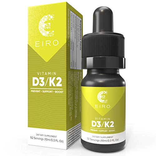 Eiro Vitamin D3 + K2 (MK7) │ D3 2000UI + K2 25mcg Per Serving │ Liquid Drop Supplement for Superior Absorption │Prevent • Support • Boost│