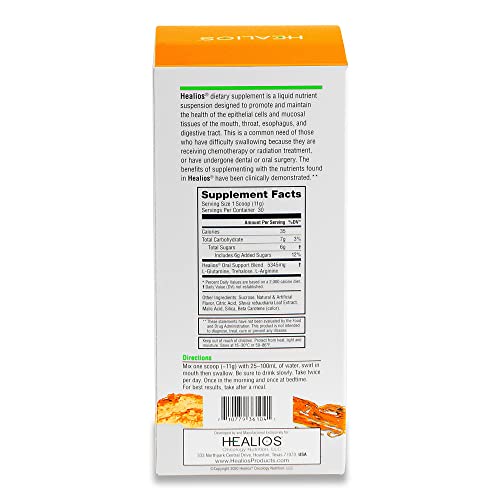 Healios Orange Flavor Oral Health and Dietary Supplement, Powder Form, Naturally Sourced L-Glutamine Trehalose L-Arginine, 11.64 Ounces