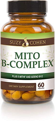 Suzy Cohen, Mito B Complex Dietary Supplement, 5-MTHF, Adeno B12, Methylation Support, Supports Healthy Nervous System, Boost Energy, Vitamin B, 60 Veg caps