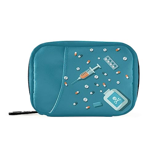 Naanle Pill Box 7 Day Capsule Pill Case Bag Travel Pill Organizer Bag with Zipper Portable Weekly Case Compact Size for Vitamins Pills