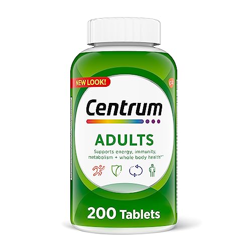 Centrum Adult Multivitamin/Multimineral Supplement with Antioxidants, Zinc, Vitamin D3 and B Vitamins, Gluten Free, Non-GMO Ingredients - 200 Count