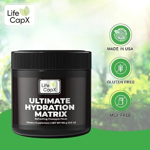 LIFE CAPX Ultimate Hydration Matrix, Sugar Free Electrolytes Powder with Comprehensive Multivitamin Mix, Refreshing Pineapple Flavor (30 Servings)