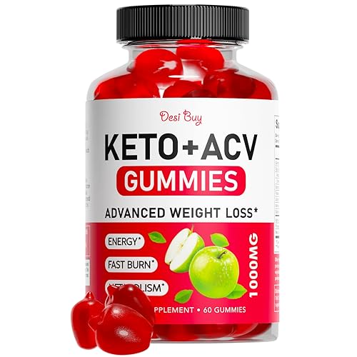 Keto ACV Gummies Advanced Weight Loss, Boost Metabolism with Apple Cider Keto Supplements, Gluten-Free, Apple Flavor Formula for Men & Women, Made in USA Keto+ACV, 1000 mg 60 Count