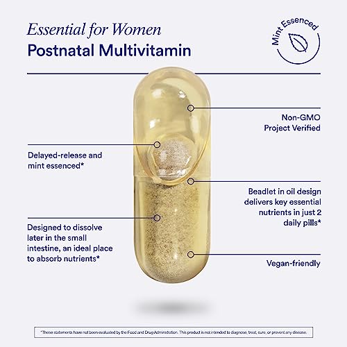 Ritual Postpartum Essentials Multivitamin - Postnatal Vitamin with Omega-3 DHA & Choline for Lactation Support, Vitamin A, C, D3 & Zinc for Immune Function Support*, B12, Iodine, Biotin, Mint Essenced