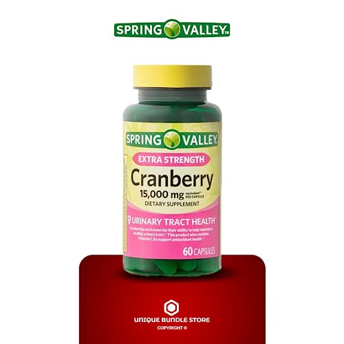 Unique Bundle Store Spring Valley, Cranberry Capsules, 15,000mg, Extra Strength Dietary Supplement, Cranberry Pills for Women, 60 Count + 7 Day Pill Organizer Included (Pack of 3)