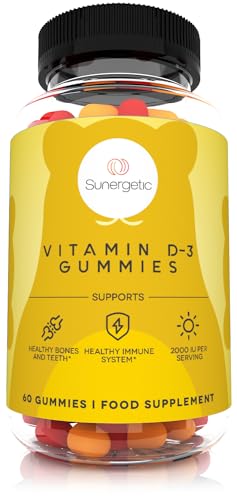 Premium Vitamin D3 Gummies – Powerful Vitamin D Gummies to Support Healthy Bones, Mood & Immune System – 2000 IU of Vitamin D3 per Serving – 60 D3 Gummies