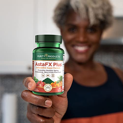 Purity Products AstaFX Plus - Astaxanthin Super Formula - 30 Day Supply from Supports Endurance - Promotes Healthy Skin - Supports Visual Health - Up to 6,000 Times More Powerful Than Vitamin C