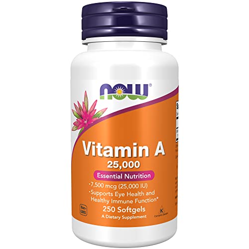 NOW Vitamin A, 25,000 IU, 250 Softgels, Foods