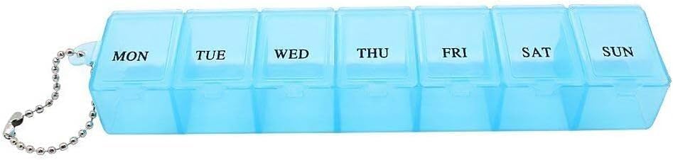 1Pc Blue Personal Pill Organizer Case 7 Days,Reusable Plastic Large Weekly Pill Box,Pills Supplements Vitamins Dispenser Holder,Travel Planner Bussiness Trip Medication Container with Cover