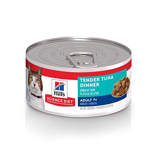 Hill's Science Diet Wet Cat Food, Adult 7+, Tender Tuna Dinner, 5.5 oz. Cans, 24-Pack