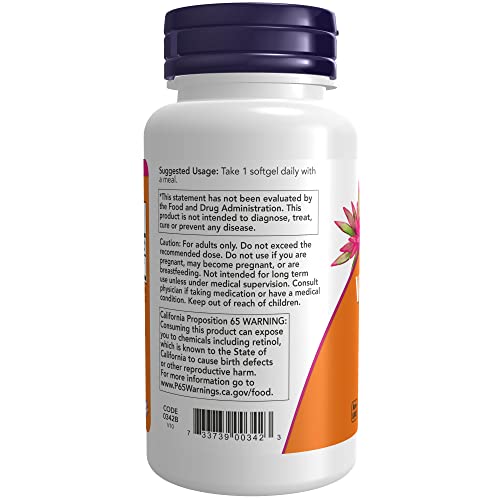 NOW Vitamin A, 25,000 IU, 250 Softgels, Foods