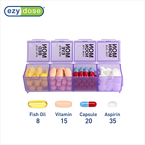 EZY DOSE One-Day-At-A-Time Weekly Pill Planner with Pop-Outs (Large), assorted blue, green and purple (67388)