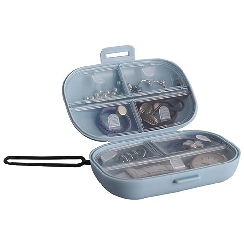 WISELADY Double Layer Multi Compartment Pill Boxes, Pill Organizers, Pill Planners for Pills Vitamins & Medication, Travel Pill Case, Daily Vitamin Case Large Capacity Compartments (Blue)